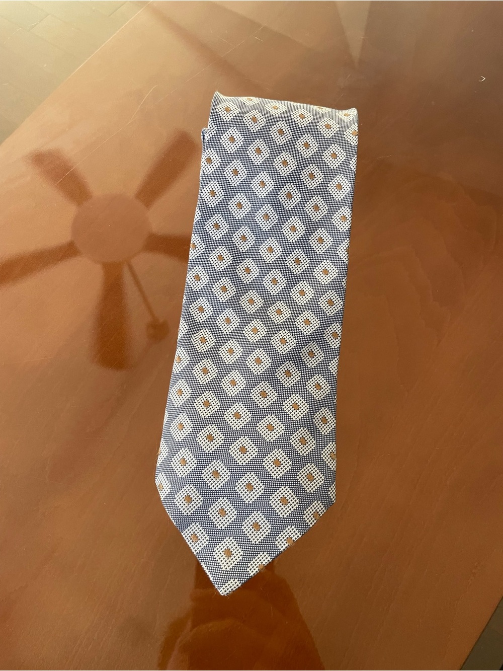 Ermenegildo Zegna Blue Geometric Silk Tie